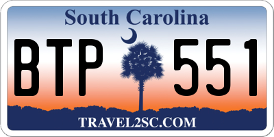 SC license plate BTP551