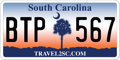 SC license plate BTP567