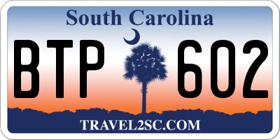 SC license plate BTP602