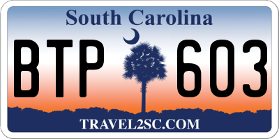 SC license plate BTP603