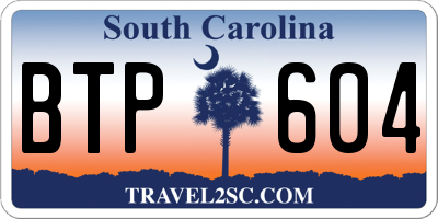 SC license plate BTP604