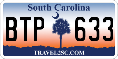 SC license plate BTP633