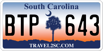 SC license plate BTP643