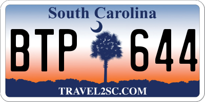 SC license plate BTP644