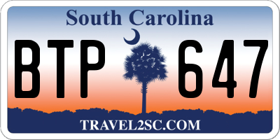 SC license plate BTP647
