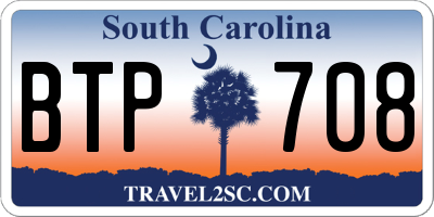 SC license plate BTP708