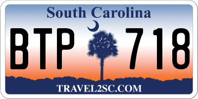 SC license plate BTP718