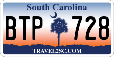 SC license plate BTP728