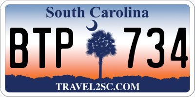 SC license plate BTP734