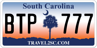 SC license plate BTP777