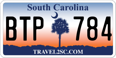 SC license plate BTP784