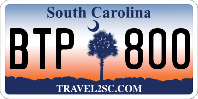 SC license plate BTP800