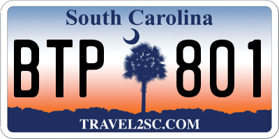 SC license plate BTP801