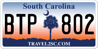 SC license plate BTP802