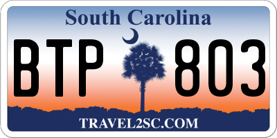 SC license plate BTP803