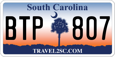 SC license plate BTP807