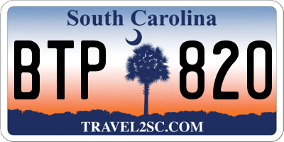 SC license plate BTP820