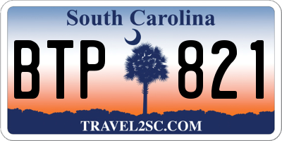 SC license plate BTP821