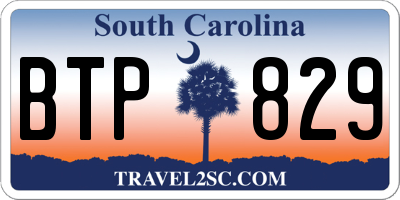 SC license plate BTP829
