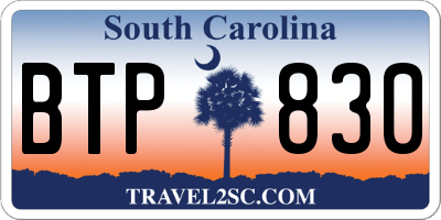 SC license plate BTP830