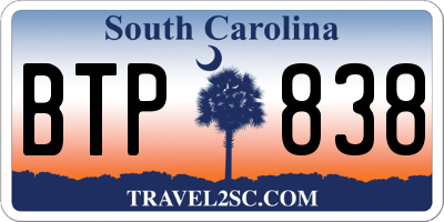SC license plate BTP838