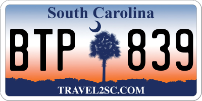 SC license plate BTP839