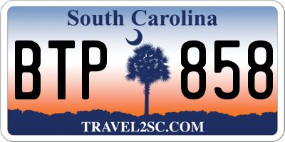 SC license plate BTP858