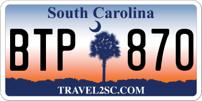 SC license plate BTP870