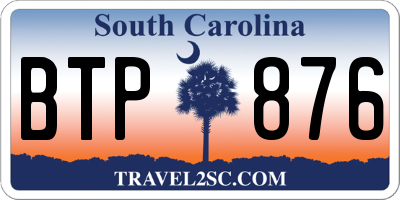 SC license plate BTP876