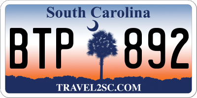 SC license plate BTP892