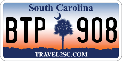SC license plate BTP908