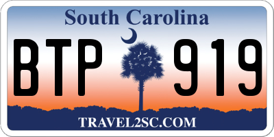 SC license plate BTP919