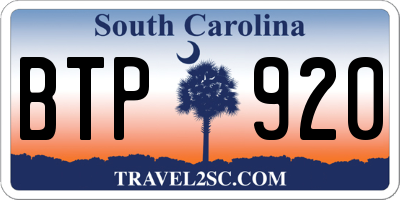 SC license plate BTP920
