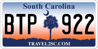 SC license plate BTP922