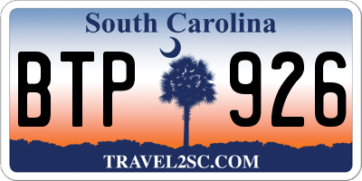SC license plate BTP926