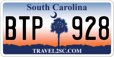 SC license plate BTP928