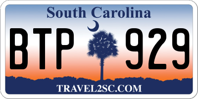 SC license plate BTP929