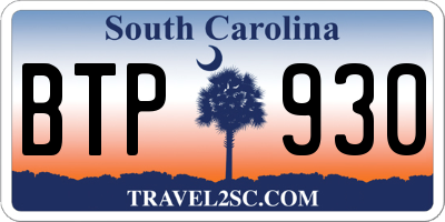 SC license plate BTP930