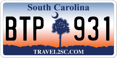 SC license plate BTP931