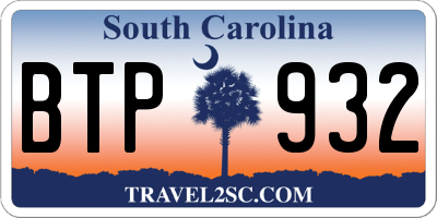 SC license plate BTP932