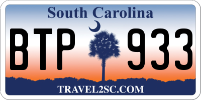 SC license plate BTP933