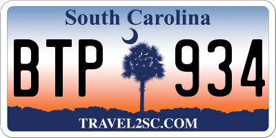 SC license plate BTP934