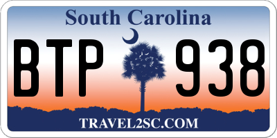 SC license plate BTP938