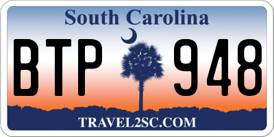 SC license plate BTP948