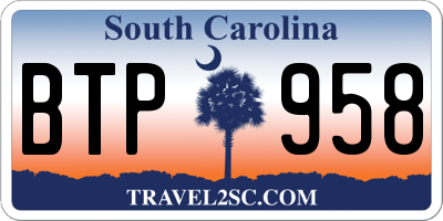 SC license plate BTP958