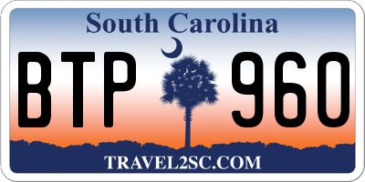 SC license plate BTP960