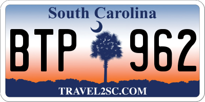 SC license plate BTP962