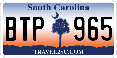 SC license plate BTP965