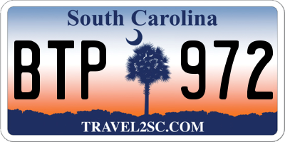 SC license plate BTP972
