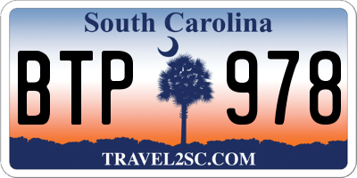 SC license plate BTP978